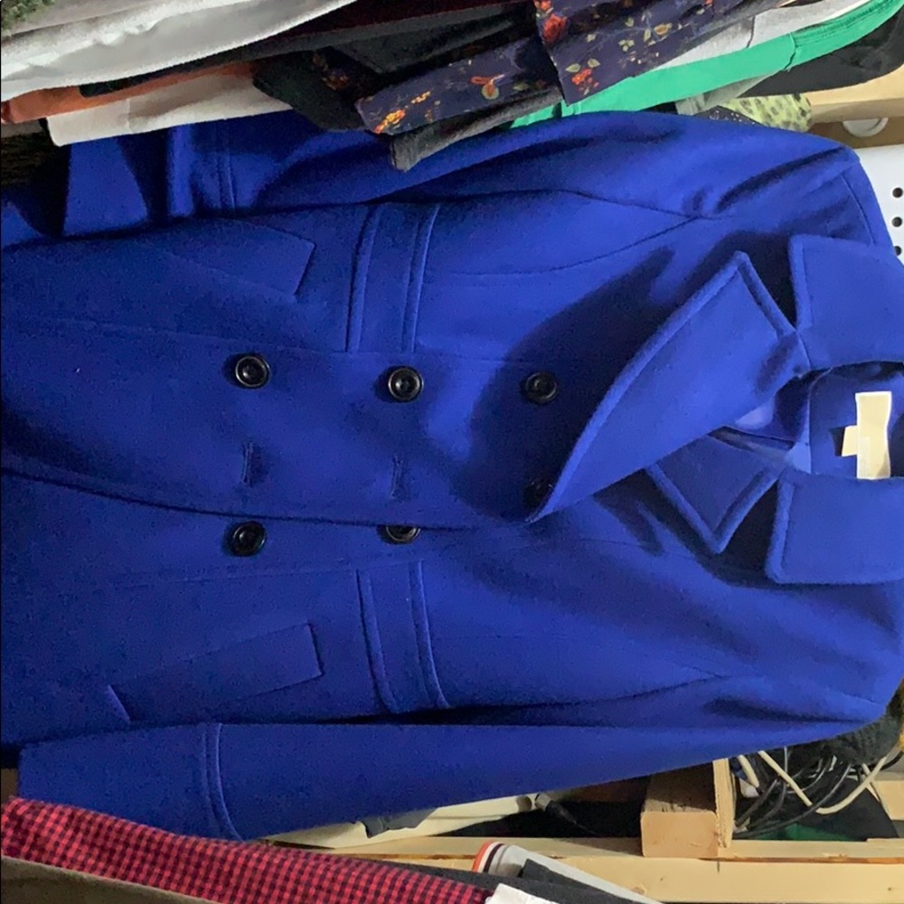 Royal blue wool Michael Korda coat